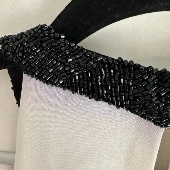 NWT LAUREN RALPH LAUREN SIZE 8 black white maxi evening gown dress beaded - Picture 6 of 8